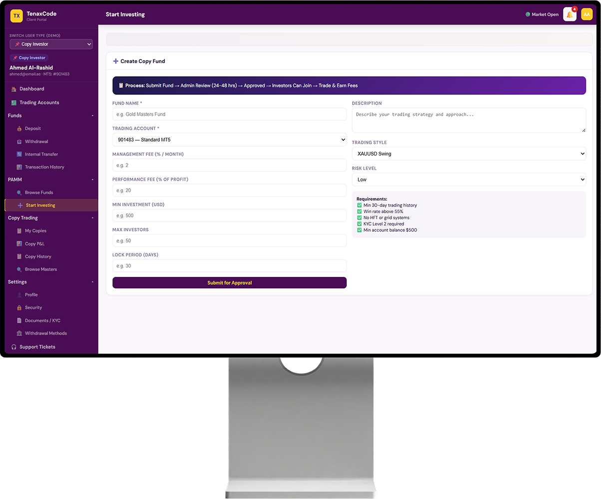 Set copy parameters screen