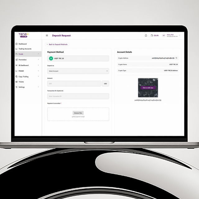 Crypto deposit screen